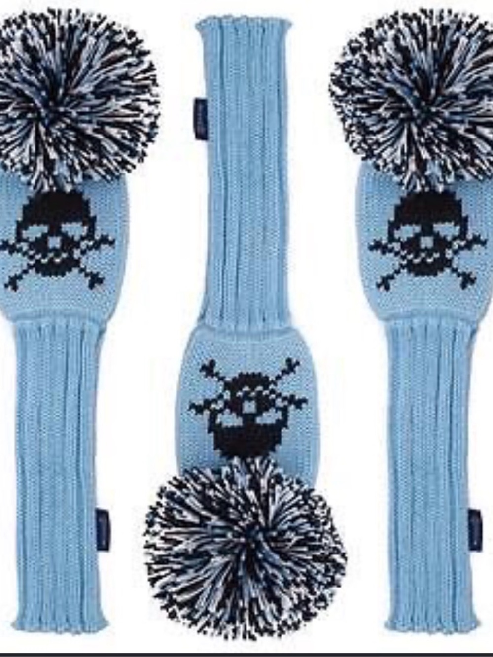 Stitch Light Blue Skull Pom-Pom Knit Wood Golf Club Head Cover